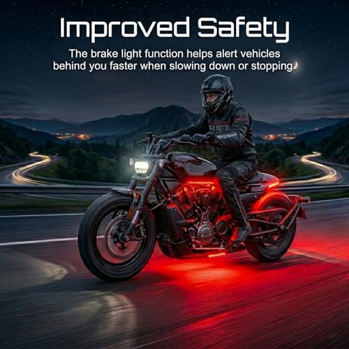 SUNPIE Motorcycle Lights 16 PCS RGB Motorcycle LED Under Glow Kit with Brake Light for Harley Honda Kawasaki Suzuki Indian Waterproof Color Change Accent Lighting Waterproof DC12V - Image 3