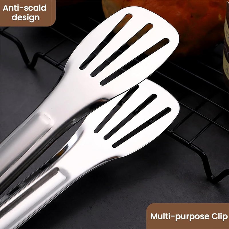 ToolHouse 9.45-Inch Stainless Steel Kitchen Tongs, Non-Slip Heat Resistant Cooking Tongs, Easy to Clean and Grip, Heavy Duty Food Tongs, for Grilling, Serving, and Salad, Dishwasher Safe - Image 3