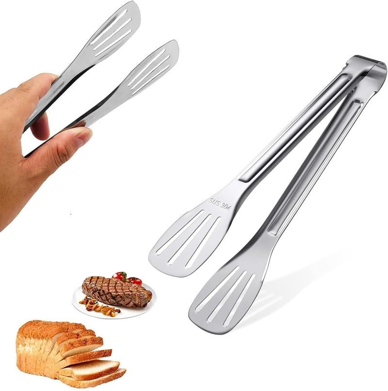 ToolHouse 9.45-Inch Stainless Steel Kitchen Tongs, Non-Slip Heat Resistant Cooking Tongs, Easy to Clean and Grip, Heavy Duty Food Tongs, for Grilling, Serving, and Salad, Dishwasher Safe - Image 1