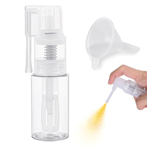 Matio 1 Pcs Glitter Duster Sprayer with Funnel, 35ml Transparent Craft Glitter Spray Bottle, Empty Plastic Pump Multi-Purpose Edible Glitter Sprayer for Cakes, Card, Flower, Scrapbooking, Cardmaking - Image 1