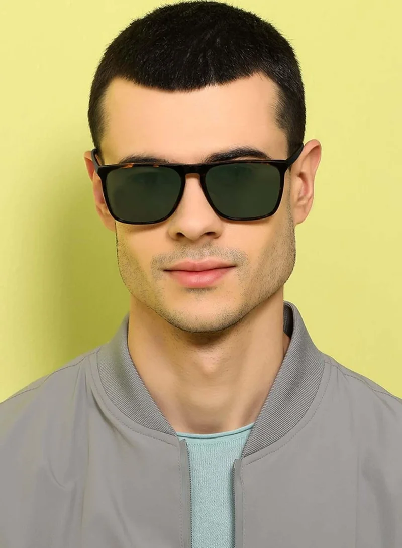 John Jacobs John Jacobs | UV Protection Sunglasses For Men & Women | Black Tortoise Green Full Rim Rectangle Large (Size-57) JJ S11089-C1-Pack of 1