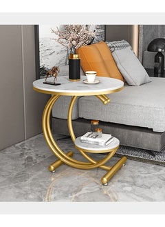 DubaiGallery Balcony Or Luxury Marble Coffee Table Living Room Simple Netto Red Leaf Bed Table Sofa Cabinet Corner Round Table Mini Muebles  - Image 2