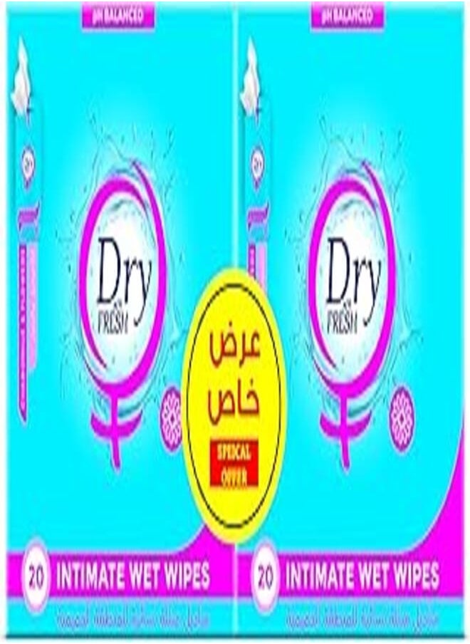 Dry DRY FRESH Feminine Wipes for Sensitive Areas - Special Offer - Chamomile & Azhar - 40 Individual Wipes 