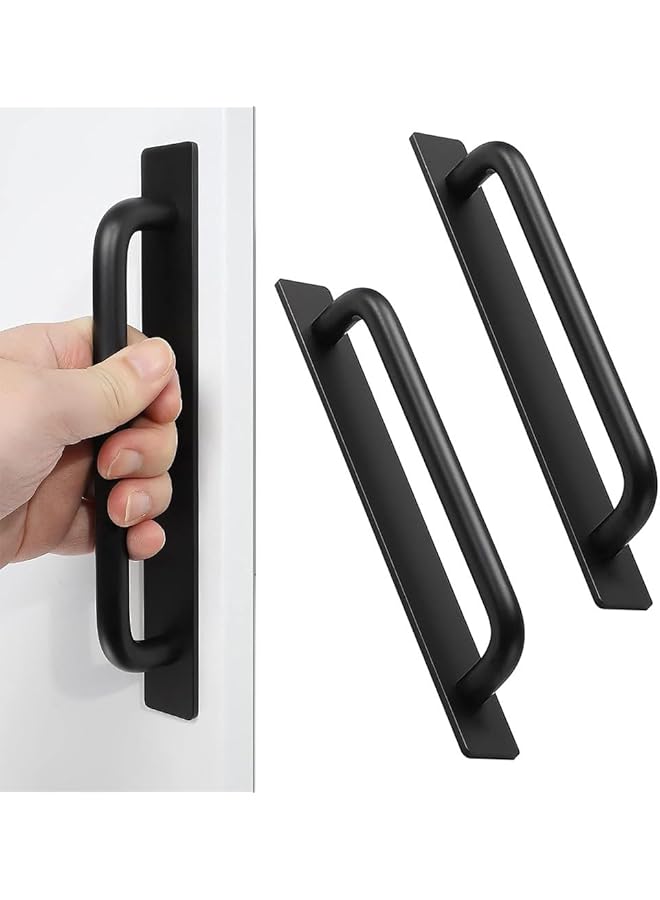 S-TOP Cabinet Drawer Handles Pulls of Self-Stick Instant,Aluminum Alloy Push Pull Handles Helper with Adhesive Door Handle for Kitchen, Window Sliding Closet,148mm,2PCS,Black - Image 1