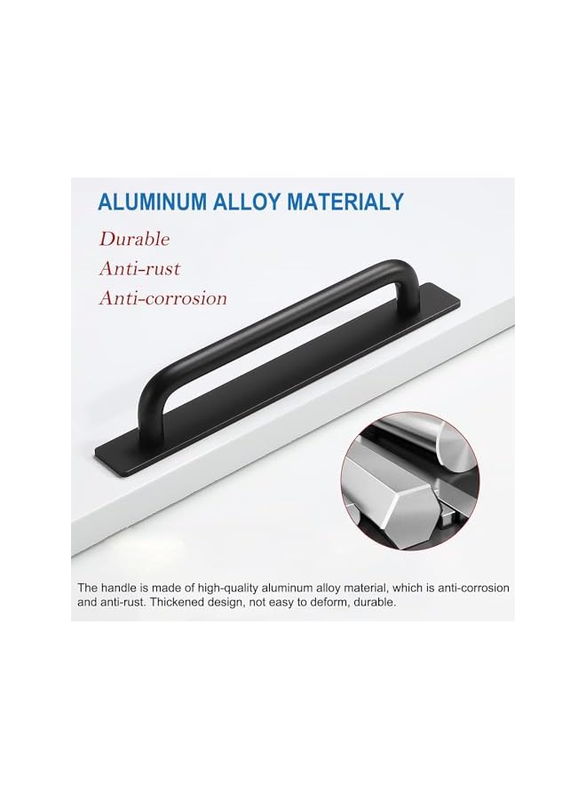 S-TOP Cabinet Drawer Handles Pulls of Self-Stick Instant,Aluminum Alloy Push Pull Handles Helper with Adhesive Door Handle for Kitchen, Window Sliding Closet,148mm,2PCS,Black - Image 2