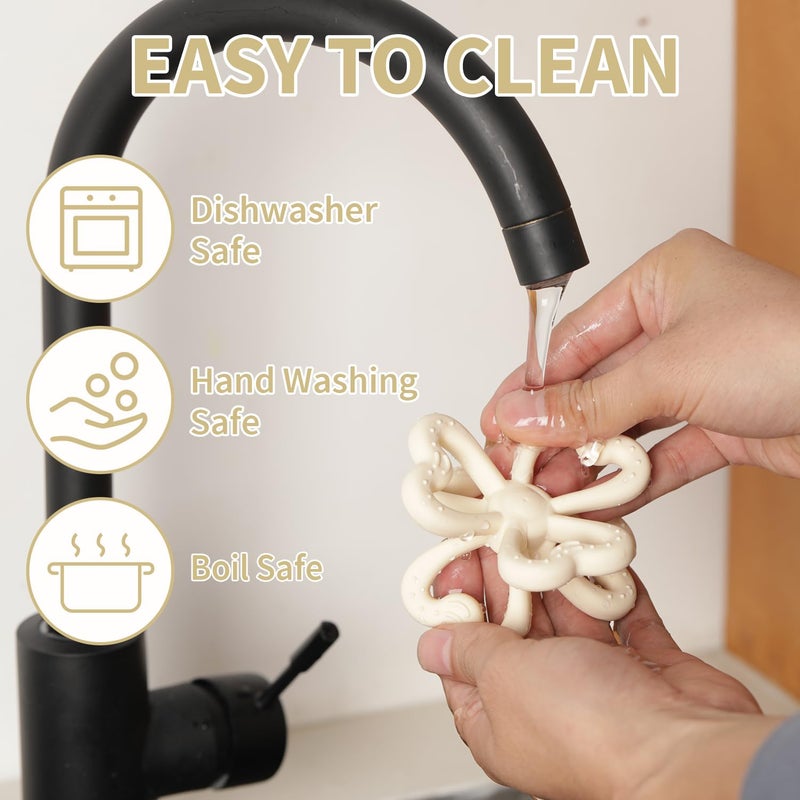 Haakaa Silicone Clover Teether Toy  Food Grade Silicone Teething Toys for Babies 36 Months 612 Months Soft  Easy Hold Chew Toy for Infant BPA Free Oat - Image 5