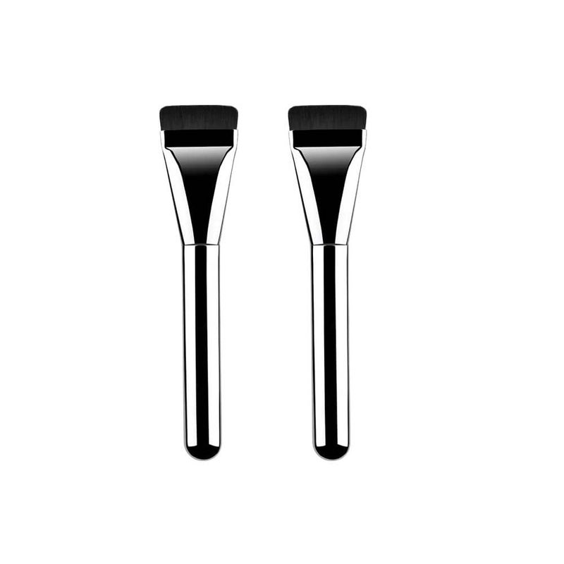 COSHINE 2pcs Super Thin Blade Foundation Makeup Brush Thick Square Flat Flawless Foundation Makeup Brush, Soft Synthetic Bristles Blending Brushes (Thin Black Long) - Image 1