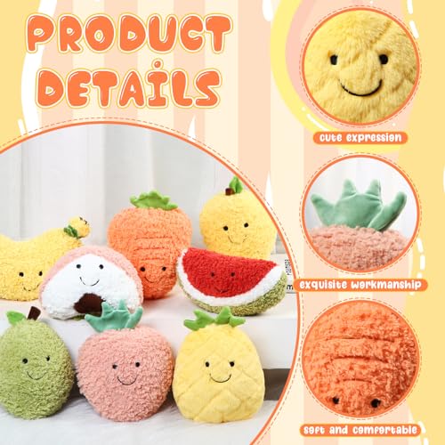 Simgoing 8 Pcs Cute Fruit Plush Pillow Stuffed Fruit Toy 8 Inch Avocado Banana Watermelon Peach Strawberry Mango Carrot Pineapple Plush Toy Kawaii Hugging Plushies for Boys Girls Party Favors - Image 5