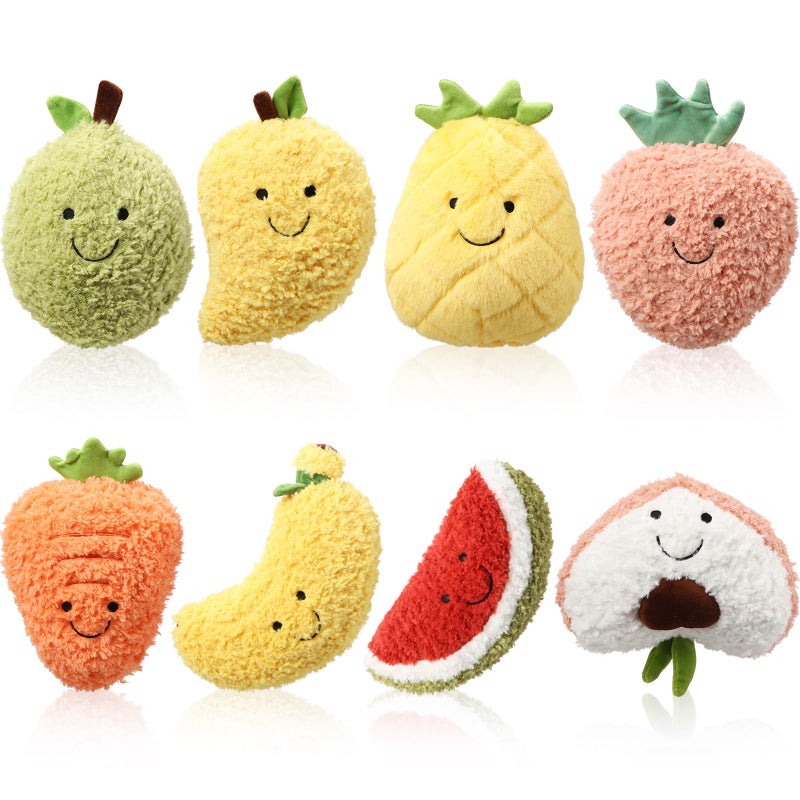 Simgoing 8 Pcs Cute Fruit Plush Pillow Stuffed Fruit Toy 8 Inch Avocado Banana Watermelon Peach Strawberry Mango Carrot Pineapple Plush Toy Kawaii Hugging Plushies for Boys Girls Party Favors - Image 3