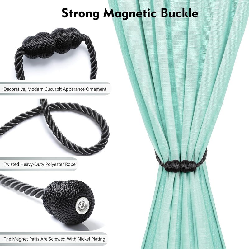 ROMON Curtain Tiebacks, Curtain Holdbacks, Curtain Holder, Curtain Holder, Curtain Holder, Tieback, Buckle, Holdbacks, Hook Clip for Home, Bedroom, Office, Black - Image 3