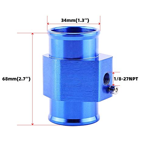 LZKZPY Universal Water Temp Joint Pipe Water Temp Temperature Joint Pipe Sensor Gauge Radiator Hose Adapter, (Blue, 34mm) - Image 3