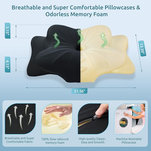DONAMA Cervical Pillow for Neck and Shoulder,Contour Memory Foam Pillow,Ergonomic Neck Support Pillow for Side Back Stomach Sleepers with Pillowcase-Standard Size - Image 2