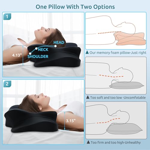 DONAMA Cervical Pillow for Neck and Shoulder,Contour Memory Foam Pillow,Ergonomic Neck Support Pillow for Side Back Stomach Sleepers with Pillowcase-Standard Size - Image 3