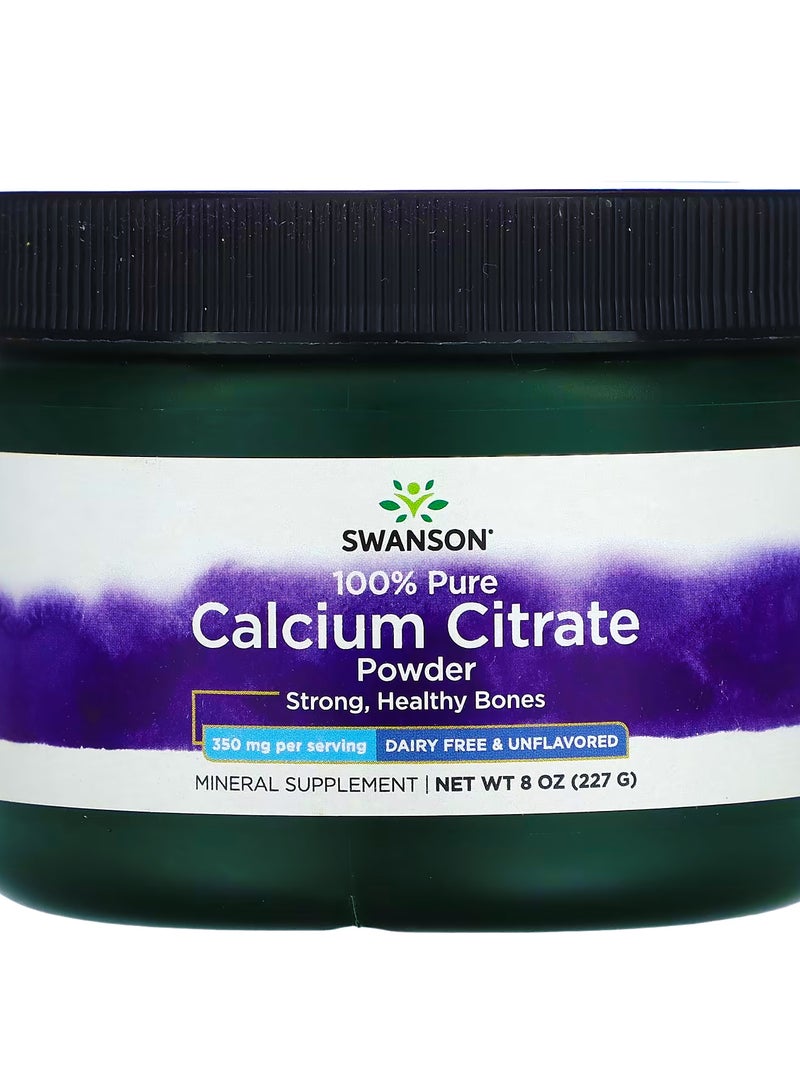 SWANSON 100% Pure Calcium Citrate Powder, Unflavored, 350 mg, 8 oz (227 g)