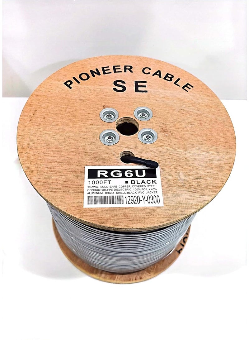 اس اي SE Pioneer كابل طبق أمريكي الصنع - كابل محوري لجهاز استقبال الأقمار الصناعية - لفة - أسود - الطول: 1000 ياردة / 304 - Image 2