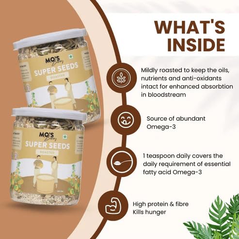MOS خليط بذور مو المحمصة 440 جرام | وجبات خفيفة غنية بالبروتين | خليط بذور للأكل عالي الألياف | نباتي وكيتو - Image 4