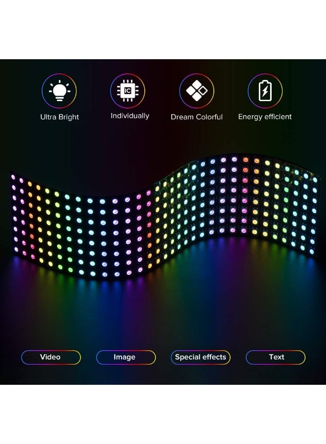 Bukela 2 Pack WS2812B ECO RGB Alloy Wires 5050SMD Individual Addressable DC5V 8X32 256 Pixel LED Matrix Flexible FPCB Full Color Works with K-1000C,SP107E Controllers Image Video Text Display - Image 2
