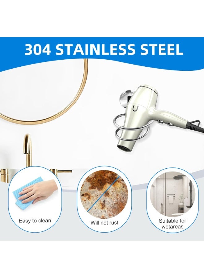 Bathroom Hair Dryer Holder Hair Care Tools Holder Wall Mount Chrome Finished Stainless Steel - Image 4