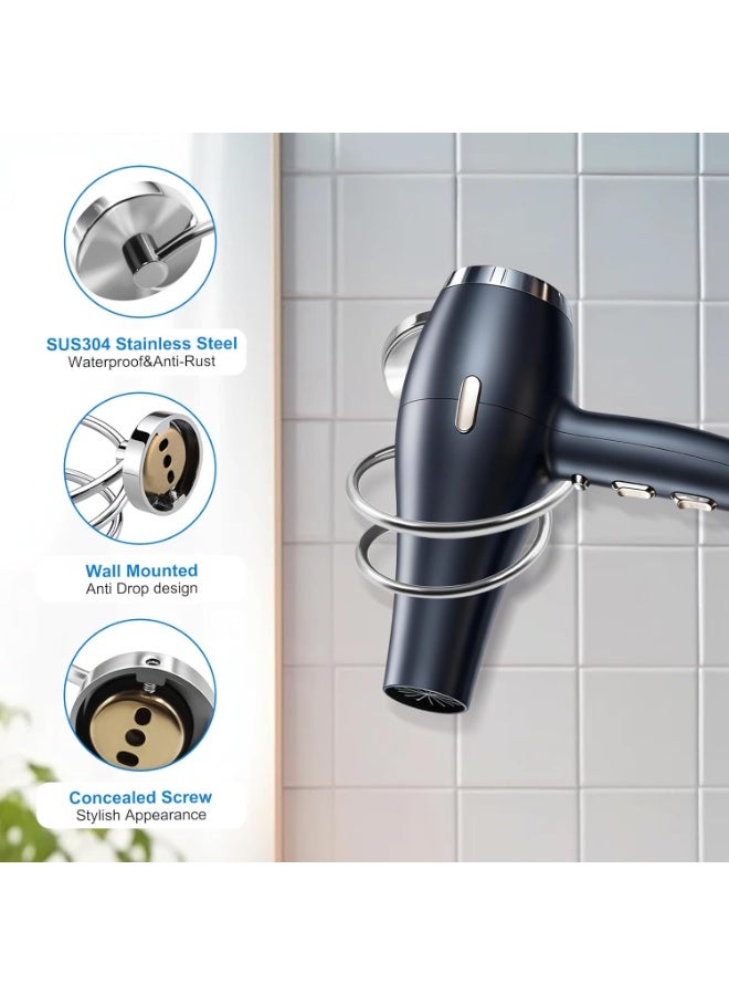Bathroom Hair Dryer Holder Hair Care Tools Holder Wall Mount Chrome Finished Stainless Steel - Image 5