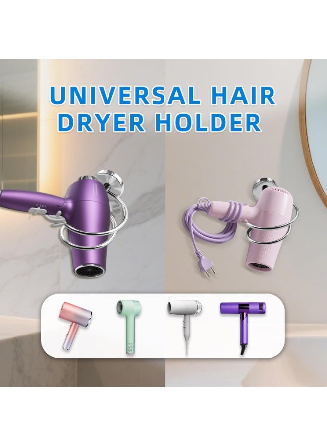 Bathroom Hair Dryer Holder Hair Care Tools Holder Wall Mount Chrome Finished Stainless Steel - Image 2