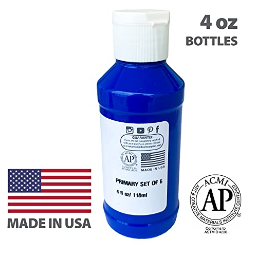 milo Acrylic Paint Set of 6 Colors | 4 oz Bottles | Student Primary Colors Acrylics Painting Pack | Made in the USA | Non-Toxic Art & Craft Paints for Artists, Kids, & Hobby Painters - Image 3