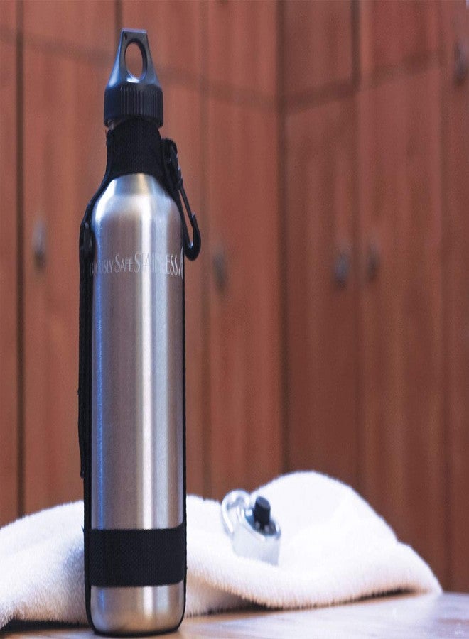 New Wave Enviro 40oz Stainless Steel Water Bottle with Durable Nylon Strap & Flip N' Sip Cap, Lightweight Natural Design - Image 3