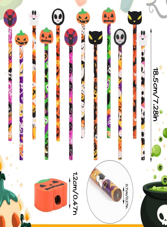 DIYASY 48 Pcs Halloween Pencils with Erasers, Holiday Wood Pencils Bulk for Kids Assorted Fall Pencil Set for Goodies Gift Prize Party Favor Supplies Classroom Rewards Prizes Stationery Decorations - Image 2