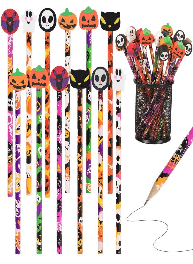 DIYASY 48 Pcs Halloween Pencils with Erasers, Holiday Wood Pencils Bulk for Kids Assorted Fall Pencil Set for Goodies Gift Prize Party Favor Supplies Classroom Rewards Prizes Stationery Decorations - Image 1