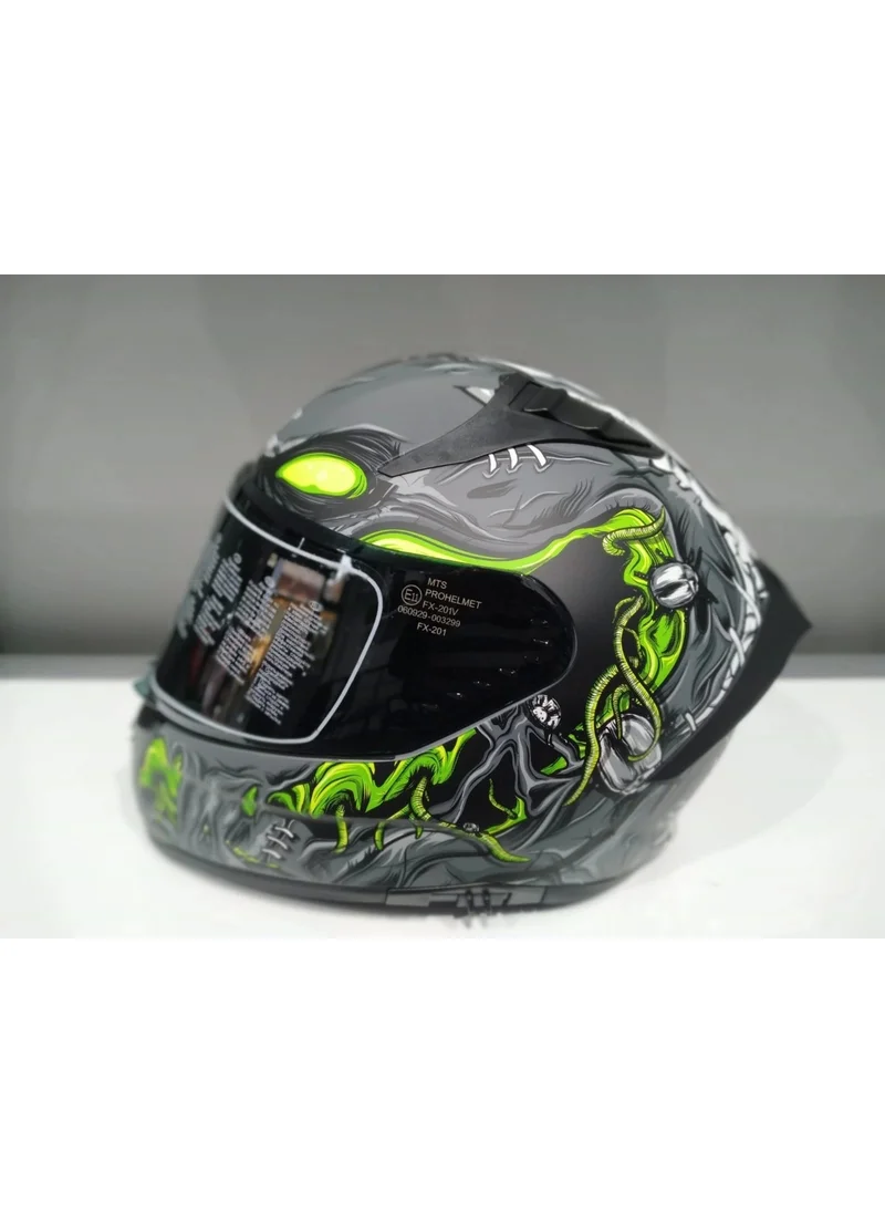 MTS Helmet Pro 801 Zombie with Sunglasses Grey/white/yellow