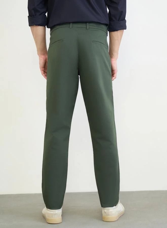 Styli Olive Men Regular Fit Solid Pants for Men | Best Price UAE