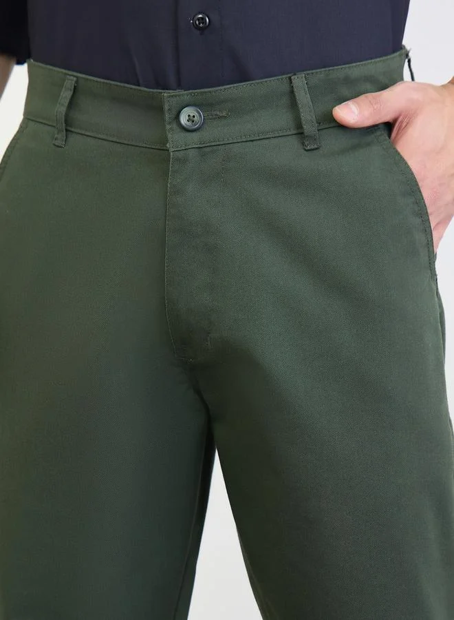 Styli Olive Men Regular Fit Solid Pants for Men | Best Price UAE