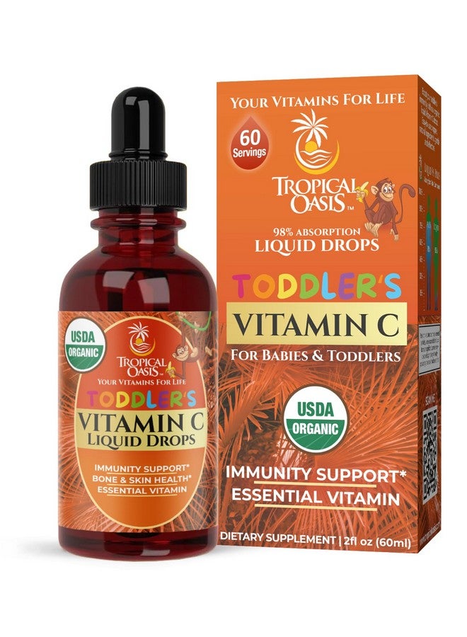 تروبيكال أويسيز قطرات فيتامين سي العضوية المعتمدة من وزارة الزراعة الأمريكية للأطفال الصغار | قطرات فيتامين سي السائلة العضوية للأطفال الصغار والرضع من سن 1 إلى 3 سنوات | تدعم صحة الجهاز المناعي | نباتي | غير معدل وراثيًا | خالٍ من الجلوتين | 60 وجبة - Image 1