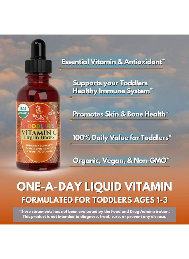 تروبيكال أويسيز قطرات فيتامين سي العضوية المعتمدة من وزارة الزراعة الأمريكية للأطفال الصغار | قطرات فيتامين سي السائلة العضوية للأطفال الصغار والرضع من سن 1 إلى 3 سنوات | تدعم صحة الجهاز المناعي | نباتي | غير معدل وراثيًا | خالٍ من الجلوتين | 60 وجبة - Image 5