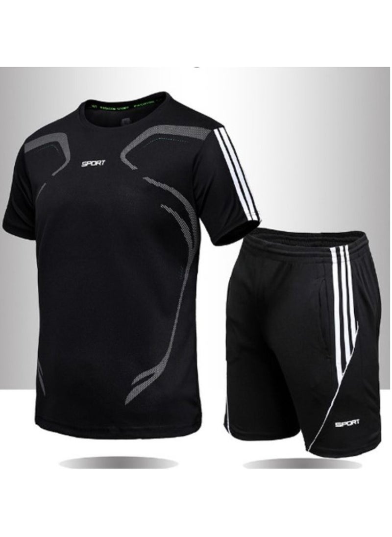 Mei Stylish - Men T-Shirt and Short Tracksuit Sport Suit Activewear Set - Image 1