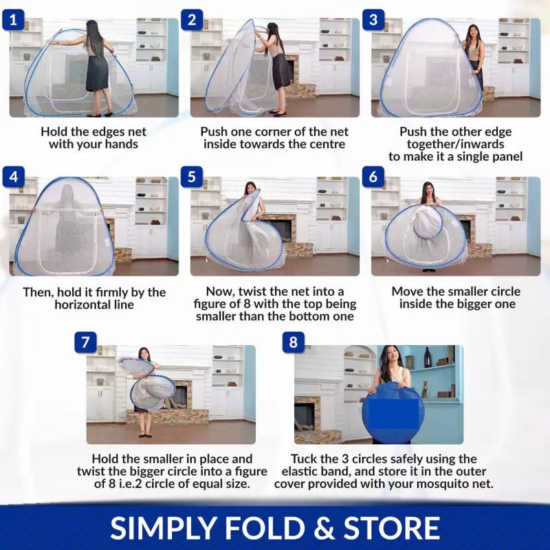 Kolar Flower Print Mosquito Net, Premium Orange Printed Machardani with Bottom for Indoor and Outdoor Use, Strong and Durable, Tent Type, Foldable, Corrosion Resistant - Image 4