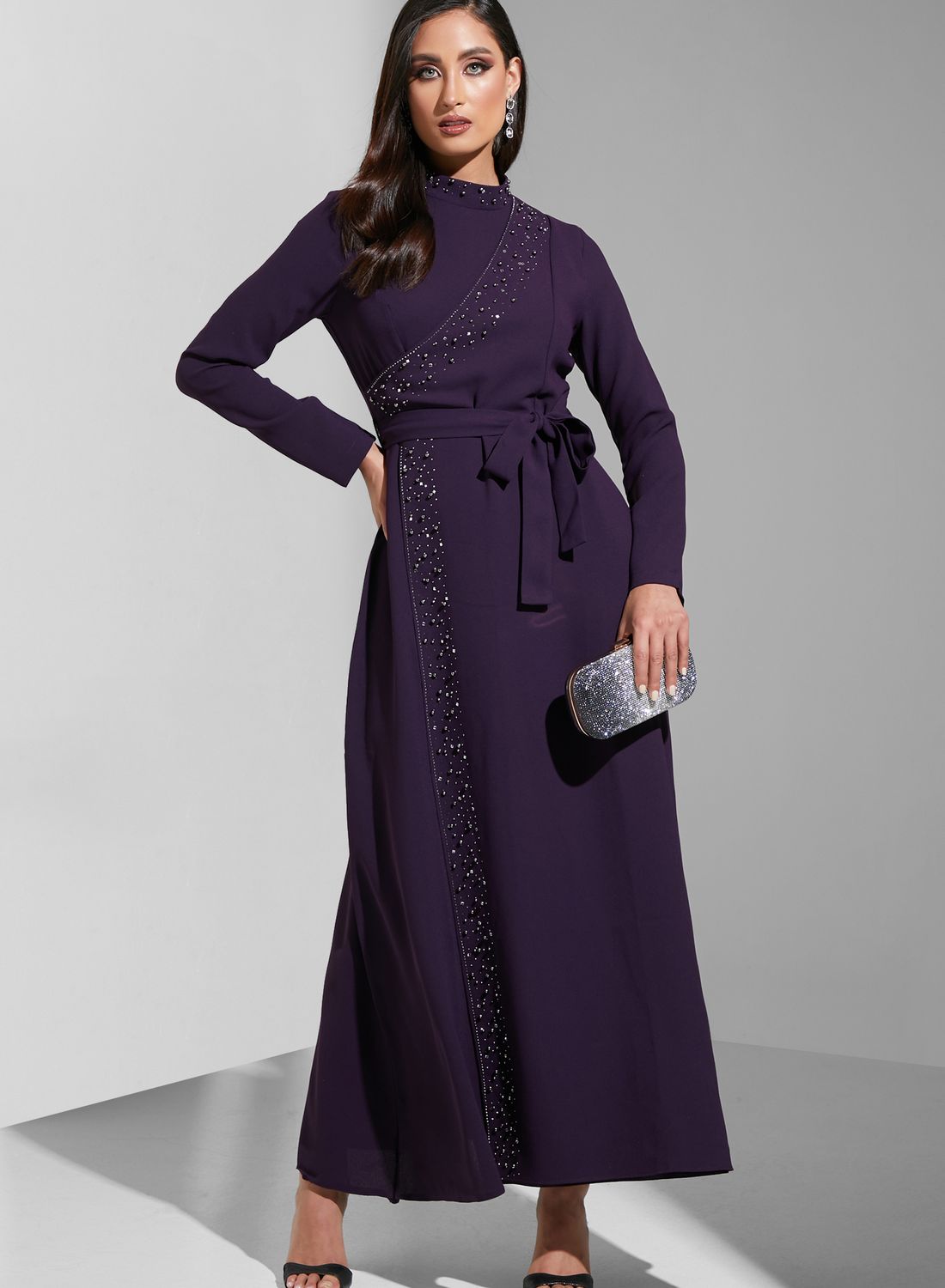 فستان ماكسي باربطة خصر