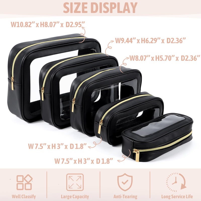 YOPCDJ 5PCS Diaper Bag Organizer Pouch Set, TSA Approved Toiletry Bagï¼ŒClear Waterproof TPU Makeup Bag Set Travel Organizer Bags for Women and Kids - Image 2