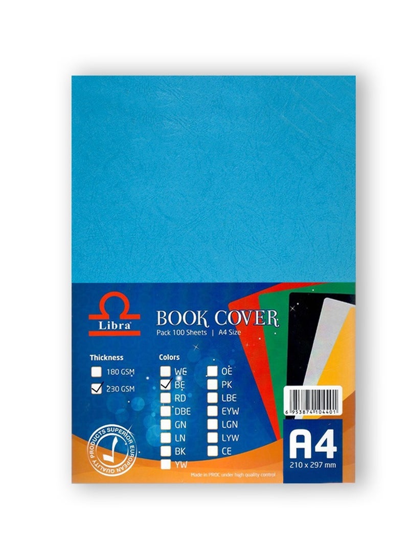 Libra غلاف كتاب من الجلد المنقوش مقاس A4 230 جرامًا أزرق 100 ورقة - Image 1
