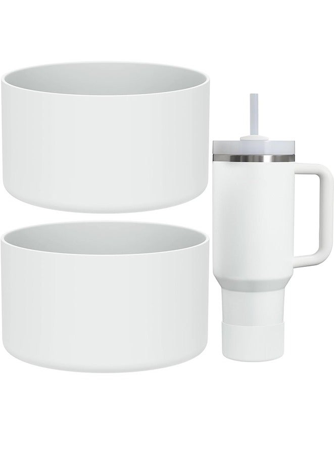 Protective Silicone Boot for Stanley Quencher H2.0 40 30 20 oz & IceFlow Flip 30 20 oz, BPA Free Anti-Noise Anti-Scratch, Stanley Cup Protector Sleeve Cover Boot(2pcs/White)  - Image 1