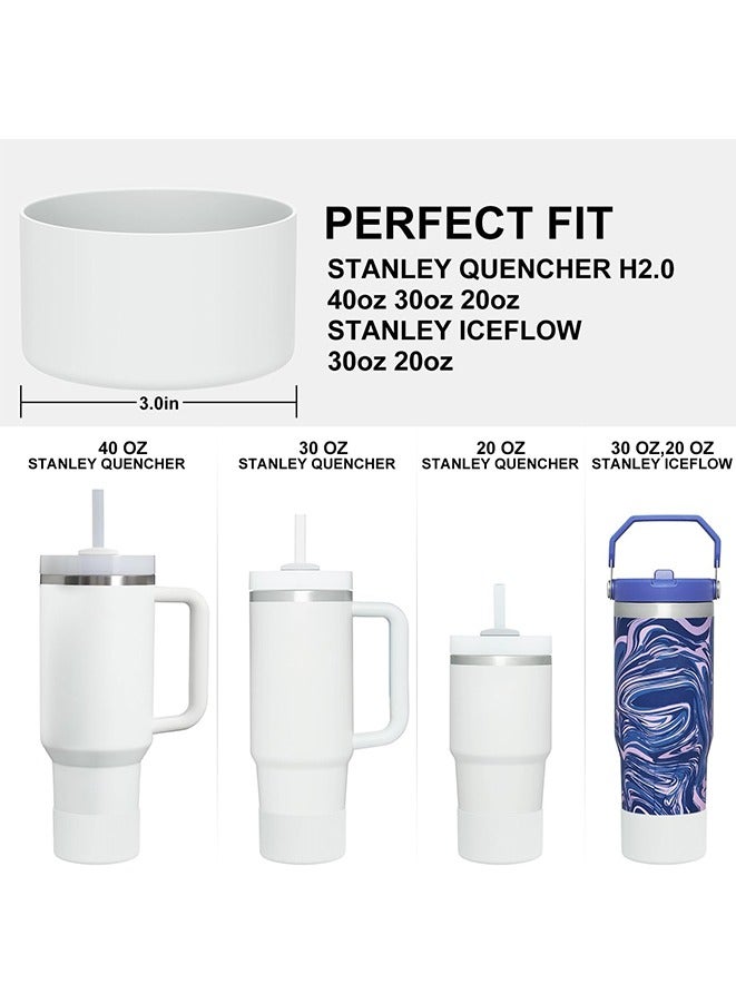 Protective Silicone Boot for Stanley Quencher H2.0 40 30 20 oz & IceFlow Flip 30 20 oz, BPA Free Anti-Noise Anti-Scratch, Stanley Cup Protector Sleeve Cover Boot(2pcs/White)  - Image 2
