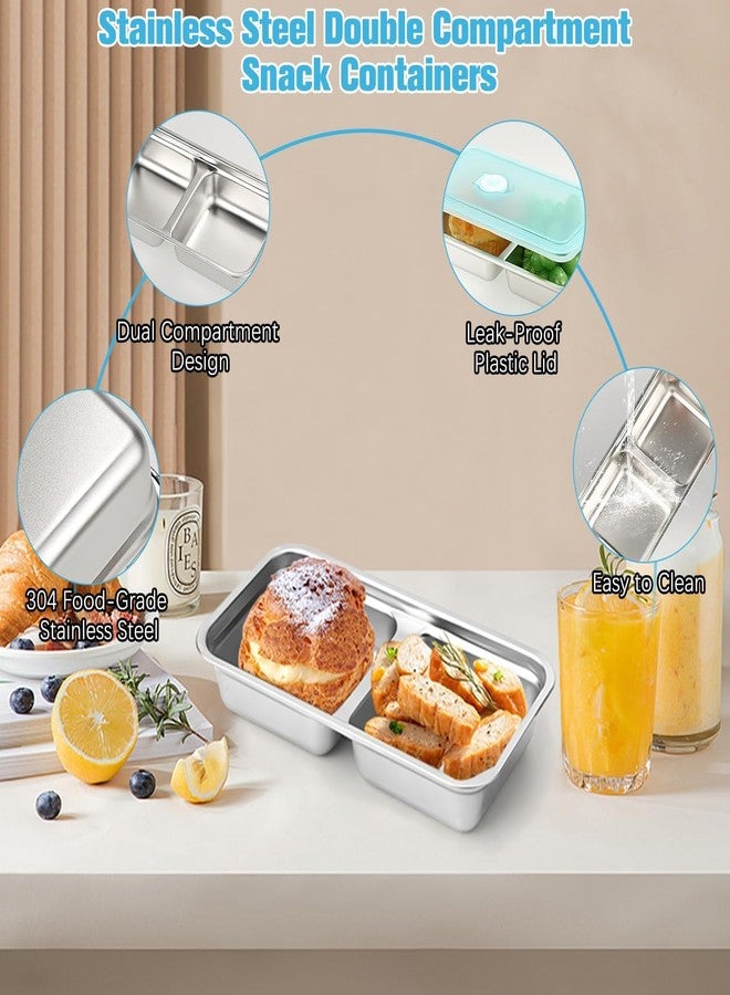 Sinbyuer Stainless Steel Bento Boxes, 900ML - 2 Compartments Food Storage Containers Snack Boxes with Leakproof Lids, Divided Meal Prep Lunch Box Food Container Dishwasher Safe (1) - Image 4