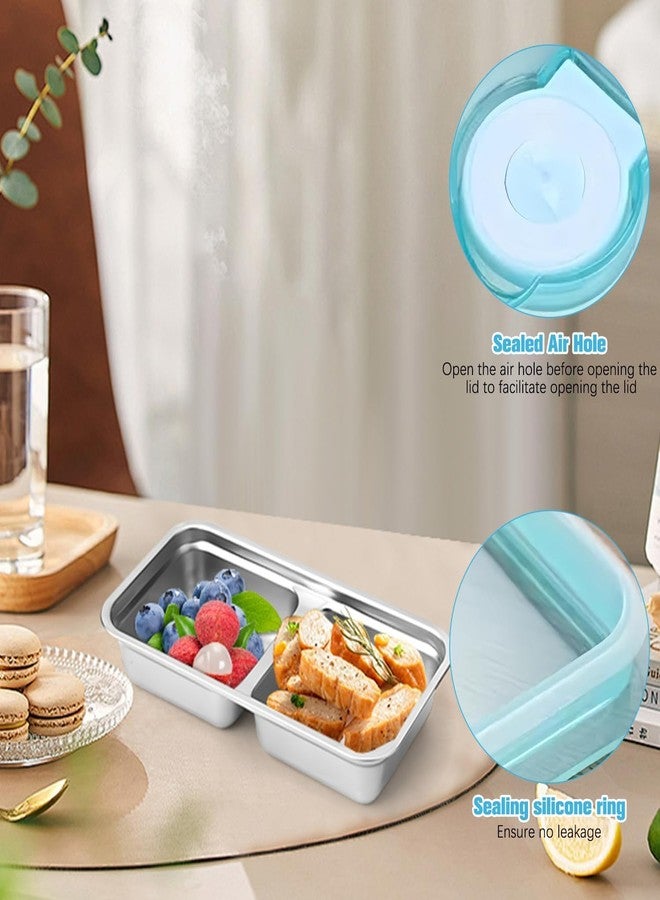 Sinbyuer Stainless Steel Bento Boxes, 900ML - 2 Compartments Food Storage Containers Snack Boxes with Leakproof Lids, Divided Meal Prep Lunch Box Food Container Dishwasher Safe (1) - Image 3