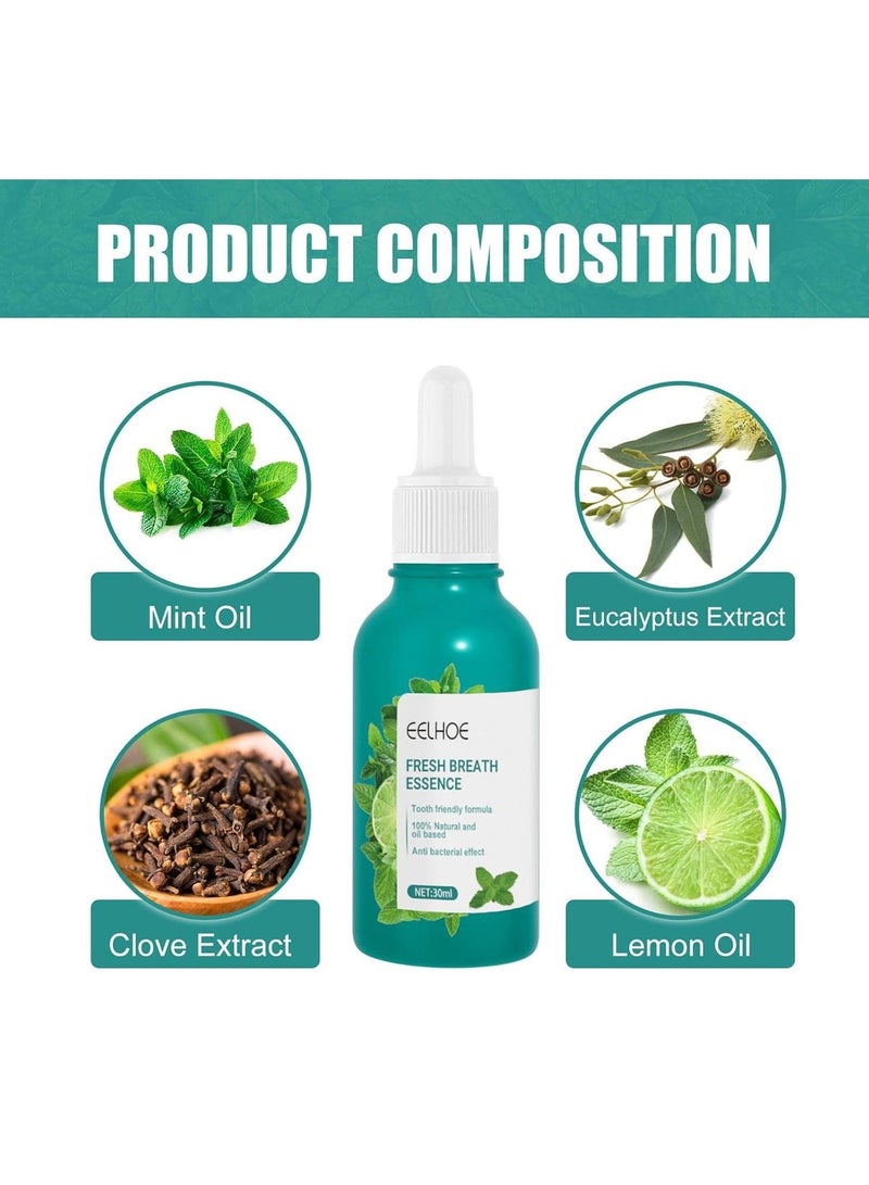 EELHOE Fresh Breath Essence Breath Care Drop 30ml Sugar-Free PH Balanced Fights Bad Breath Portable Cool Peppermint Oral Care Essence For Travel attractively - Image 3