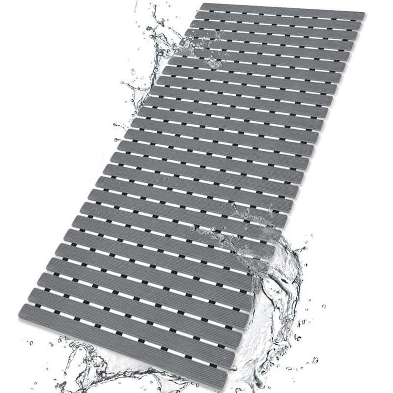 BEMISO BEMISO Shower Mat Non Slip Bathtub Mat with Suction Cups and Drain Holes 374 x157 Inch Bath Mat for Tub  ShowerEasy DryEasy to CutEcoFriendly
