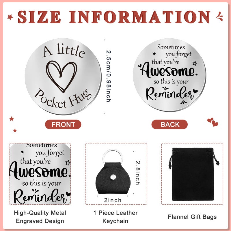 Sureio Pocket Hug Token Gift Long Distance Relationship Keepsake Inspirational Gift Keychain Christmas(You're Awesome) - Image 2