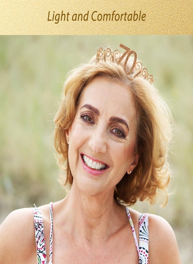 MEANT2TOBE 70th Birthday Sash and Tiara for Women - Fabulous Glitter Sash + Waves Rhinestone Gold Premium Metal Crown for Her, 70th Birthday Gifts Ideas & Party Decorations for Happy Mom & Women - Image 4