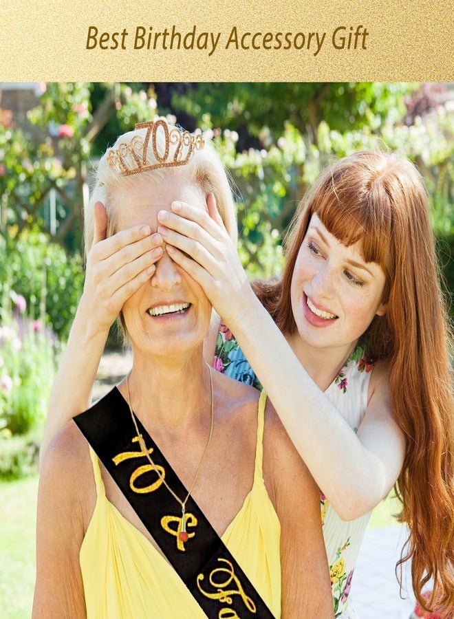 MEANT2TOBE 70th Birthday Sash and Tiara for Women - Fabulous Glitter Sash + Waves Rhinestone Gold Premium Metal Crown for Her, 70th Birthday Gifts Ideas & Party Decorations for Happy Mom & Women - Image 5
