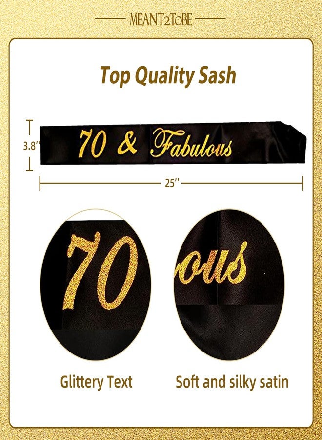 MEANT2TOBE 70th Birthday Sash and Tiara for Women - Fabulous Glitter Sash + Waves Rhinestone Gold Premium Metal Crown for Her, 70th Birthday Gifts Ideas & Party Decorations for Happy Mom & Women - Image 3