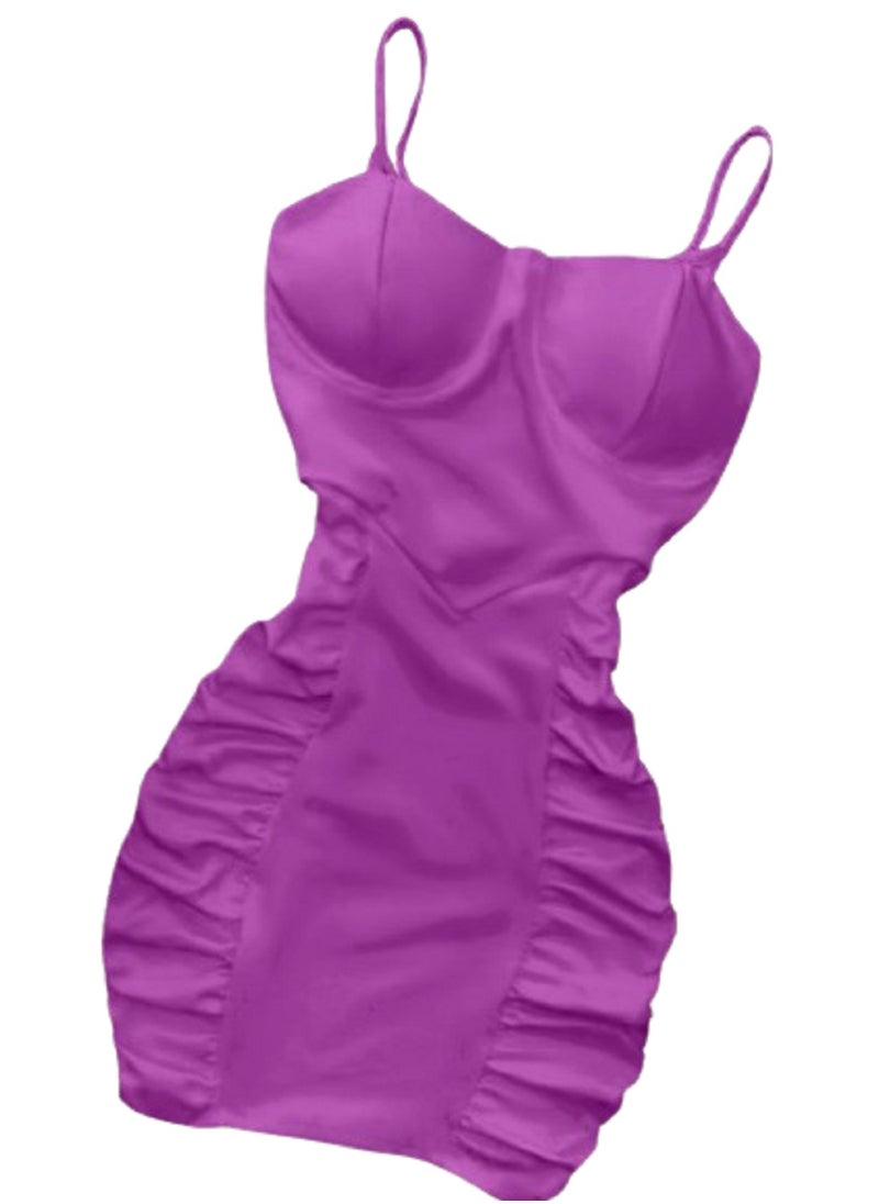 Ward Women's Short Ruffled Sleep Dress with Thin Straps 