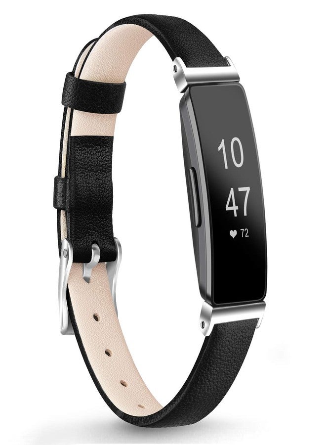 اي كي أساور جلدية من AK متوافقة مع أجهزة تتبع اللياقة البدنية Fitbit Inspire HR/Inspire/Ace 2، أساور معصم رياضية جلدية ناعمة، سوار بديل كلاسيكي للنساء والرجال (أسود، 5.3 بوصة - 8.0 بوصة). - Image 1